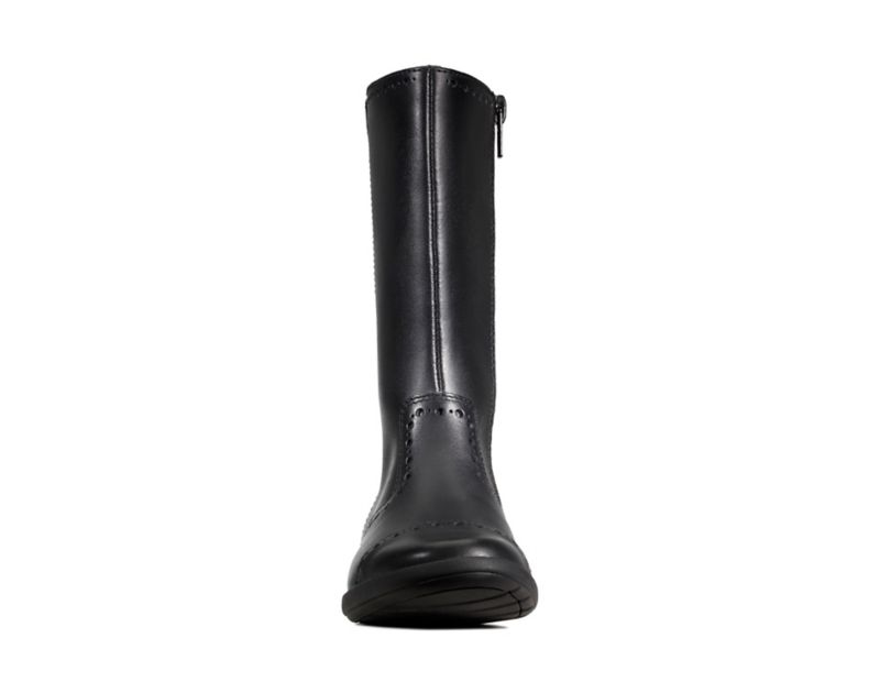 Clarks Etch Stride Boots Black Girls - India Y8H7115-L5