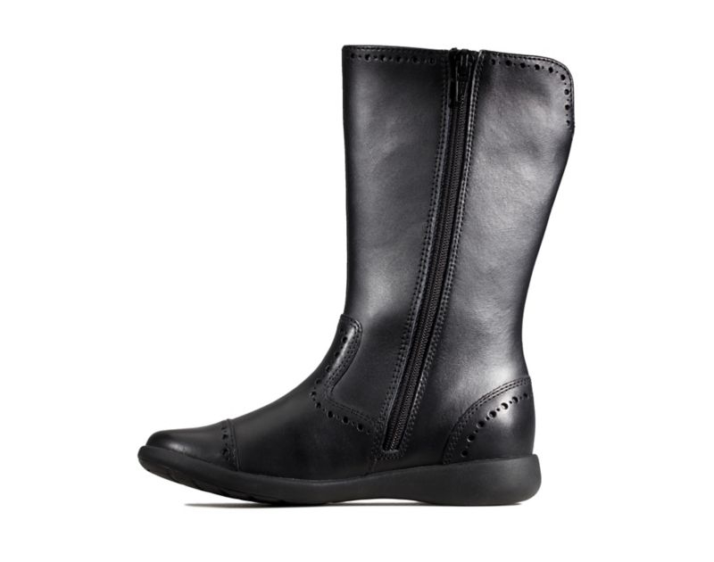 Clarks Etch Stride Boots Black Girls - India Y8H7115-L5