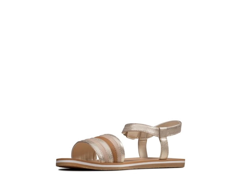 Clarks Finch Stride Sandals Gold Girls - India G4X5192-Q2