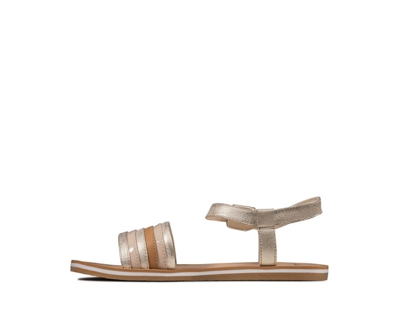 Clarks Finch Stride Sandals Gold Girls - India G4X5192-Q2