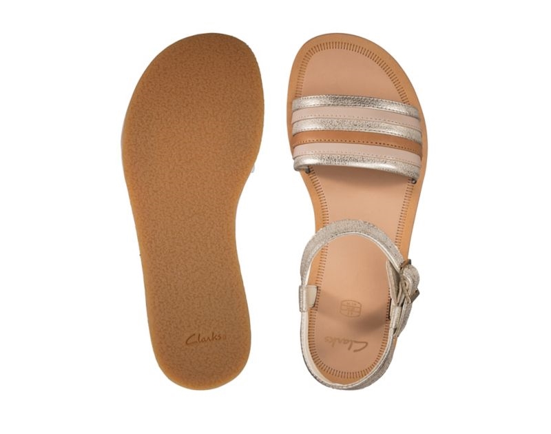 Clarks Finch Stride Sandals Gold Girls - India G4X5192-Q2
