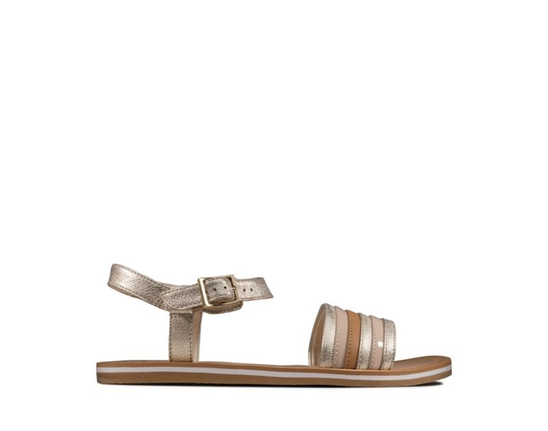 Clarks Finch Stride Sandals Gold Girls - India G4X5192-Q2