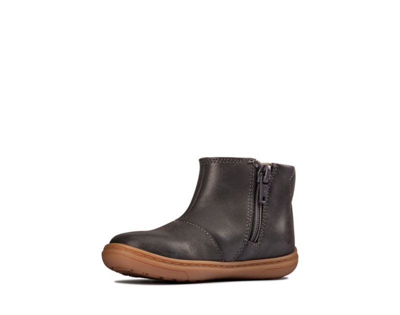 Clarks Flash Sea Chelsea Boots Dark Grey Girls - India H7X9431-F6