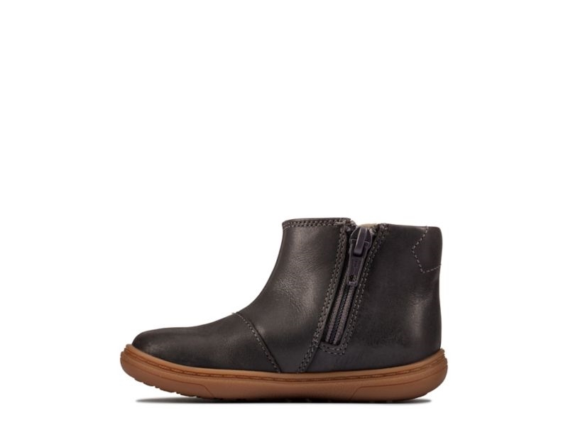 Clarks Flash Sea Chelsea Boots Dark Grey Girls - India H7X9431-F6