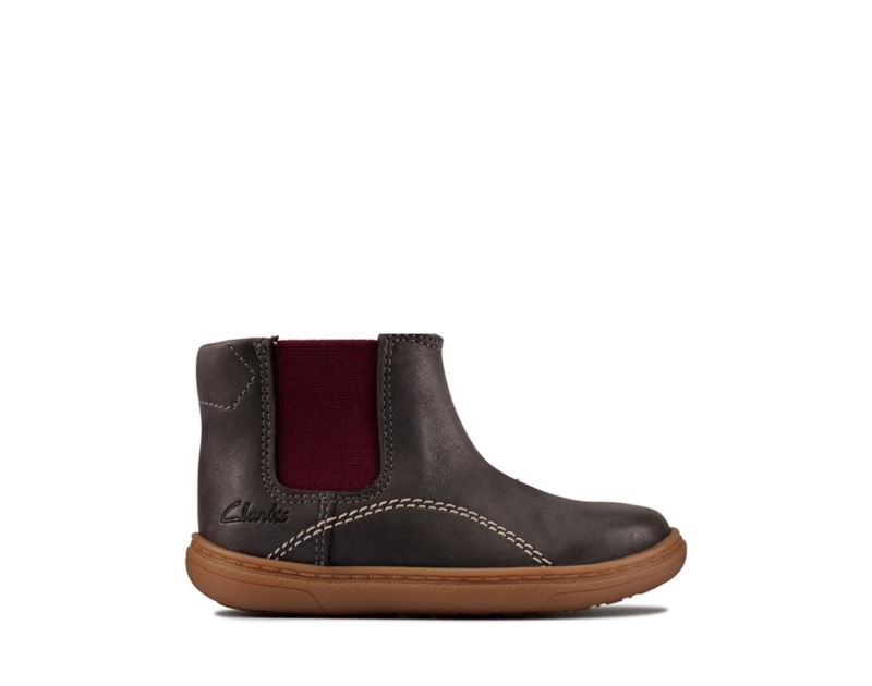 Clarks Flash Sea Chelsea Boots Dark Grey Girls - India H7X9431-F6