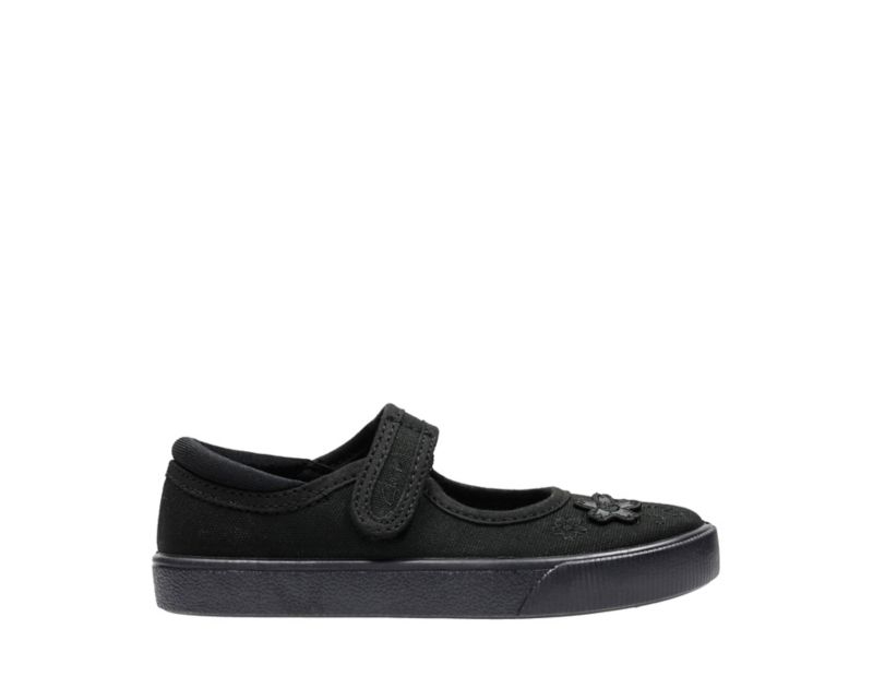Clarks Hopper Go Plimsolls School Shoes Black Girls - India O5A0426-D4