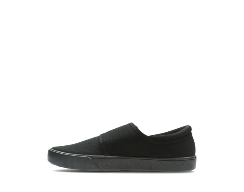 Clarks Hopper Run Canvas Shoes Black Girls - India G2N8815-Q9