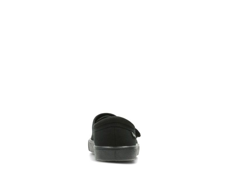 Clarks Hopper Run Canvas Shoes Black Girls - India G2N8815-Q9