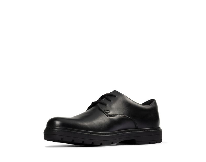 Clarks Loxham Derby Shoes School Shoes Black Girls - India E9B5047-U3
