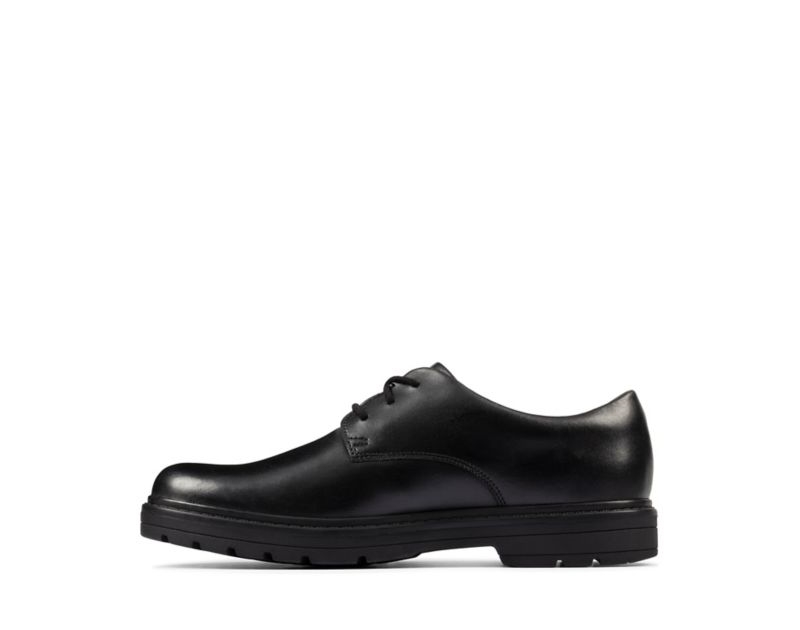 Clarks Loxham Derby Shoes School Shoes Black Girls - India E9B5047-U3