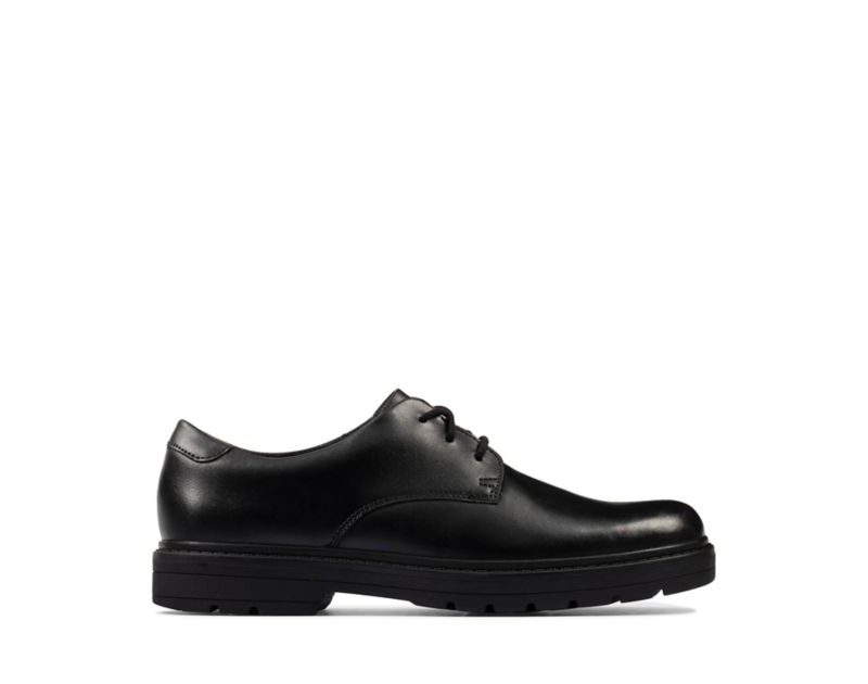 Clarks Loxham Derby Shoes School Shoes Black Girls - India E9B5047-U3