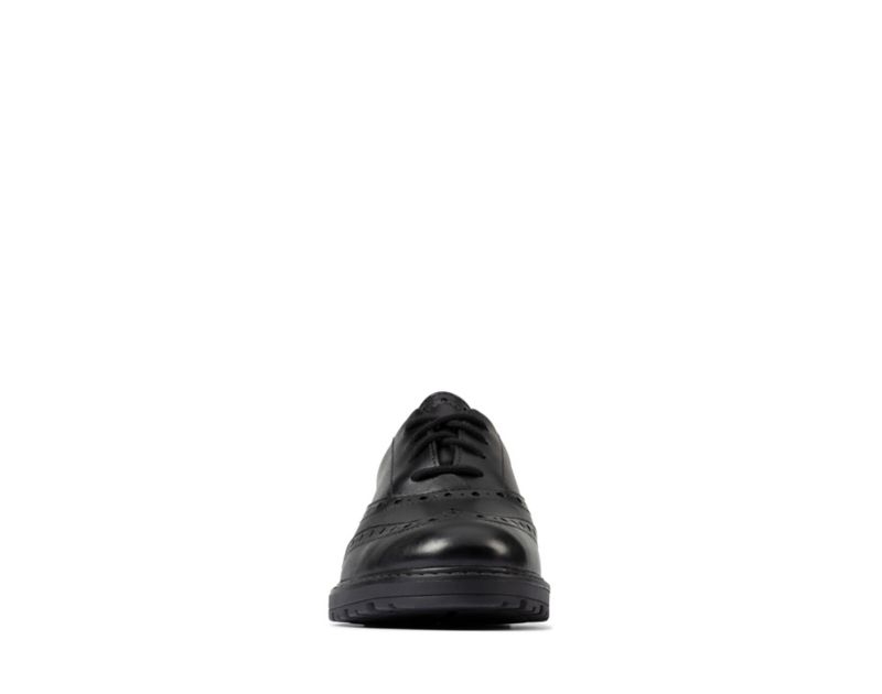 Clarks Loxham School Shoes Black Girls - India P1L2745-T0