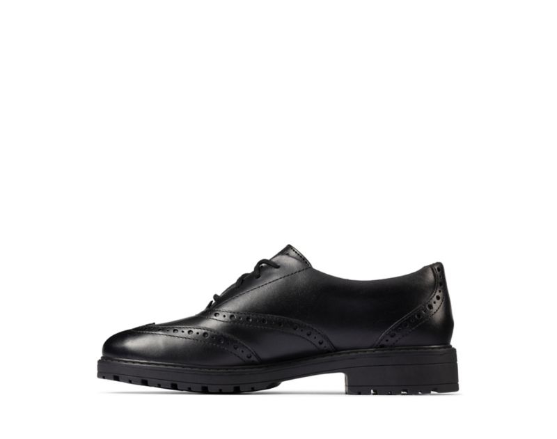 Clarks Loxham School Shoes Black Girls - India P1L2745-T0