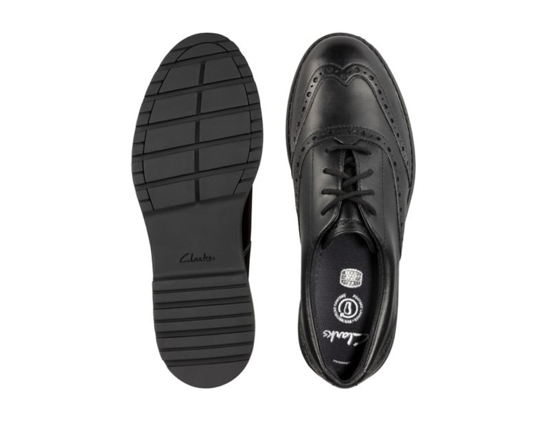 Clarks Loxham School Shoes Black Girls - India P1L2745-T0