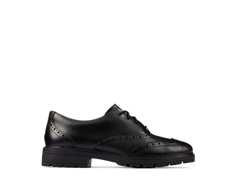 Clarks Loxham School Shoes Black Girls - India P1L2745-T0