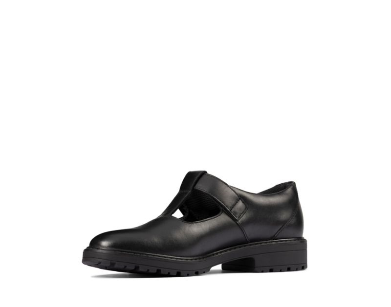 Clarks Loxham Shine School Shoes Black Girls - India L9W2790-G1