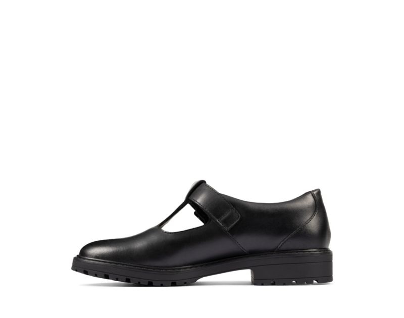 Clarks Loxham Shine School Shoes Black Girls - India L9W2790-G1