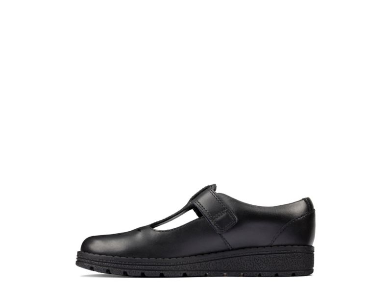 Clarks Mendip Joy School Shoes Black Girls - India T4K1561-T3