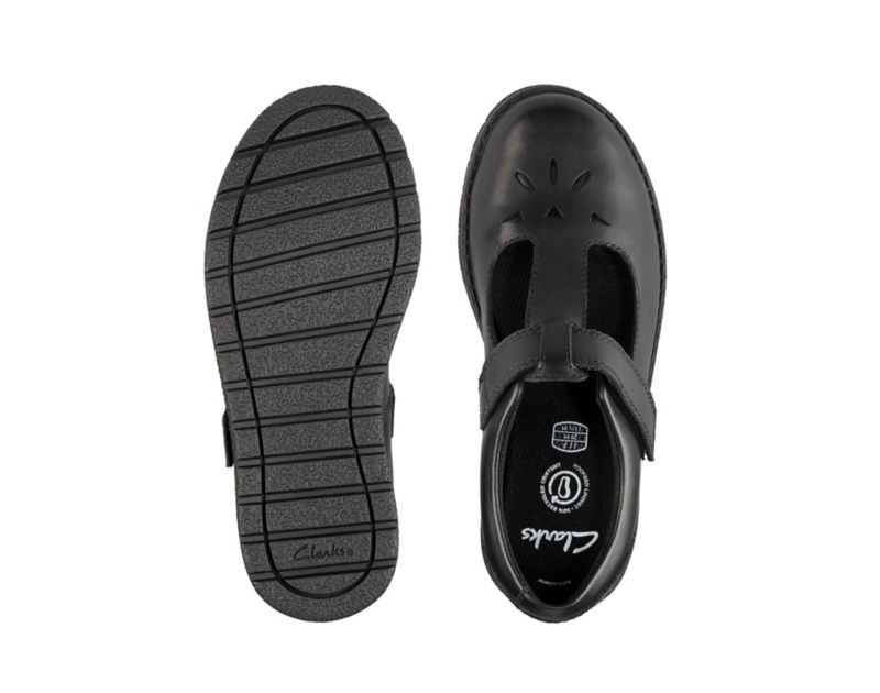 Clarks Mendip Joy School Shoes Black Girls - India T4K1561-T3