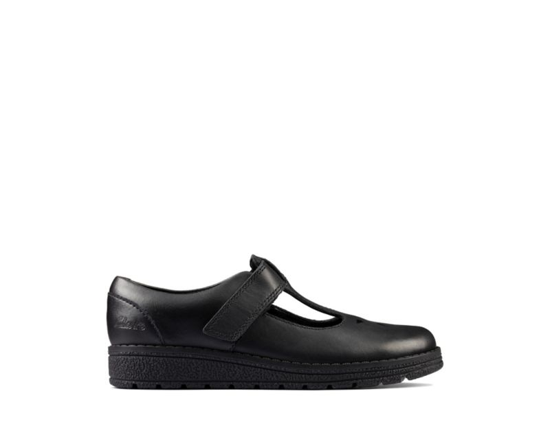 Clarks Mendip Joy School Shoes Black Girls - India T4K1561-T3