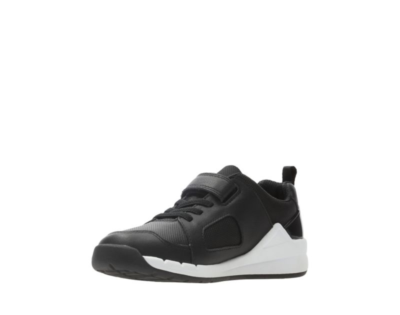 Clarks Orbit Ride Trainers Black Girls - India Q5F7866-T5