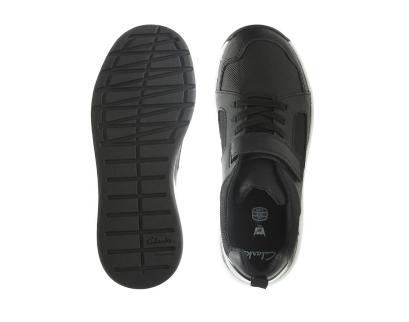 Clarks Orbit Ride Trainers Black Girls - India Q5F7866-T5