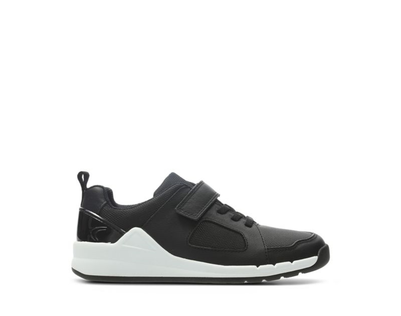 Clarks Orbit Ride Trainers Black Girls - India Q5F7866-T5