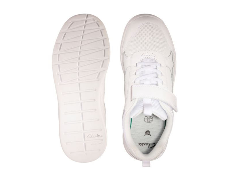 Clarks Orbit Sprint Trainers White Girls - India Z4Z0889-E3