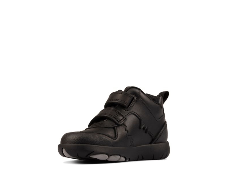 Clarks Rex Crash Walking Shoes Boots Black Girls - India W6R2996-C7