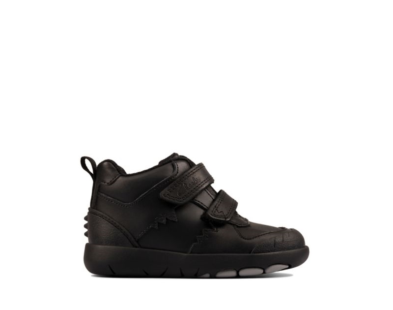 Clarks Rex Crash Walking Shoes Boots Black Girls - India W6R2996-C7
