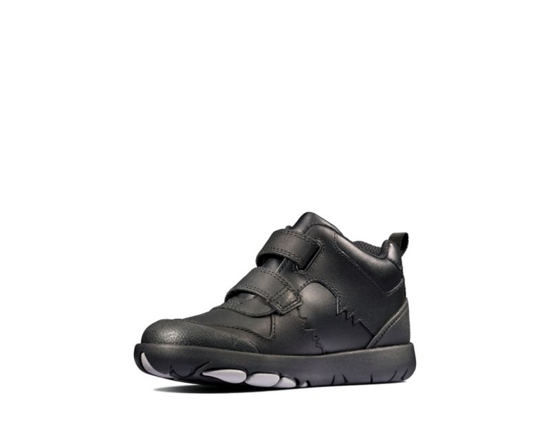 Clarks Rex Crash Walking Shoes School Shoes Black Girls - India F9F2021-D3