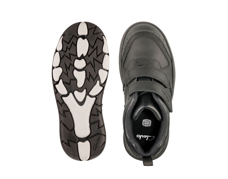 Clarks Rex Crash Walking Shoes School Shoes Black Girls - India F9F2021-D3