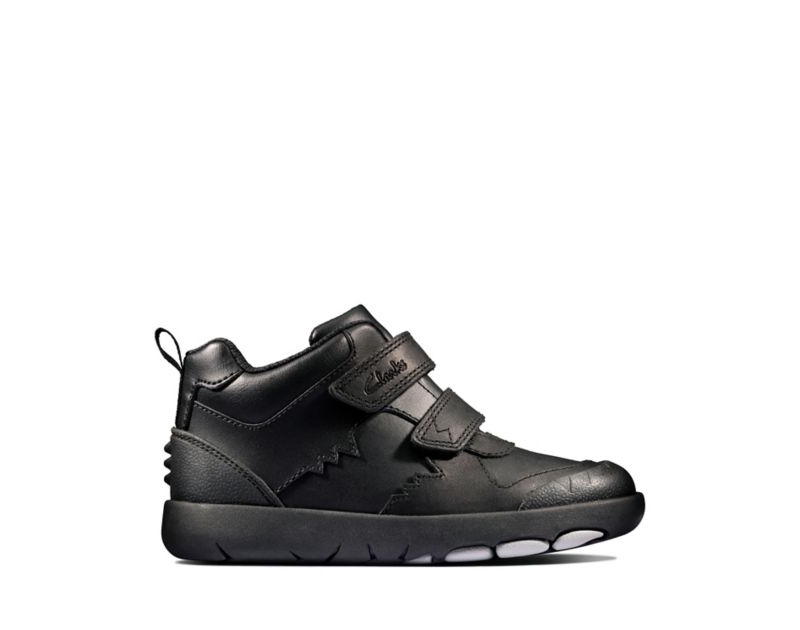 Clarks Rex Crash Walking Shoes School Shoes Black Girls - India F9F2021-D3