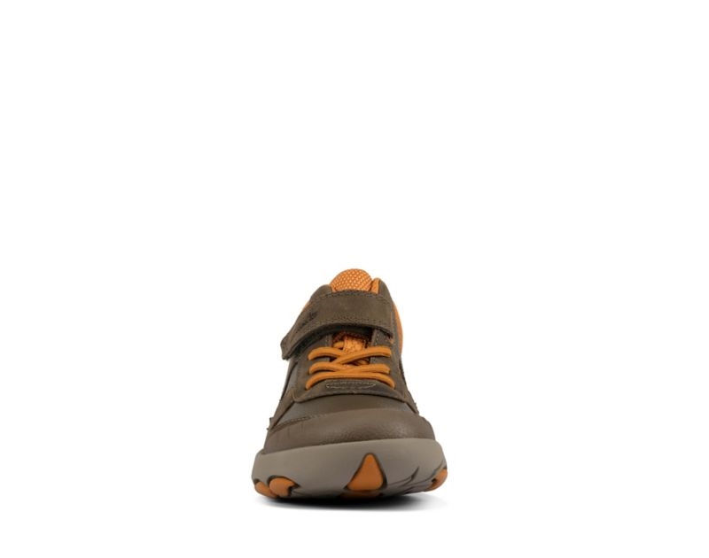 Clarks Rex Park Walking Shoes Boots Khaki Girls - India P3Z9752-T8