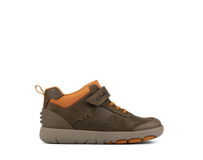 Clarks Rex Park Walking Shoes Boots Khaki Girls - India P3Z9752-T8