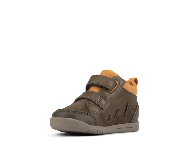 Clarks Rex Park Walking Shoes Toddler Shoes Khaki Girls - India R3F3731-Z6