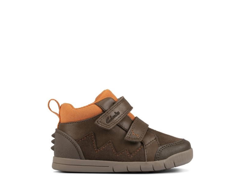 Clarks Rex Park Walking Shoes Toddler Shoes Khaki Girls - India R3F3731-Z6