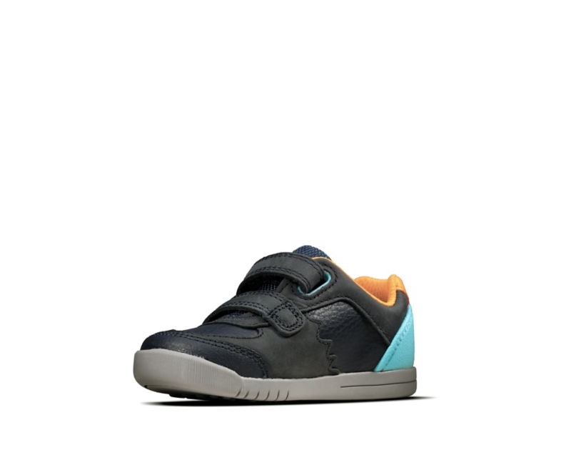 Clarks Rex Quest Trainers Toddler Shoes Navy Girls - India R2X9149-K7