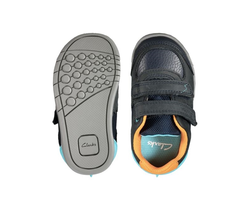 Clarks Rex Quest Trainers Toddler Shoes Navy Girls - India R2X9149-K7