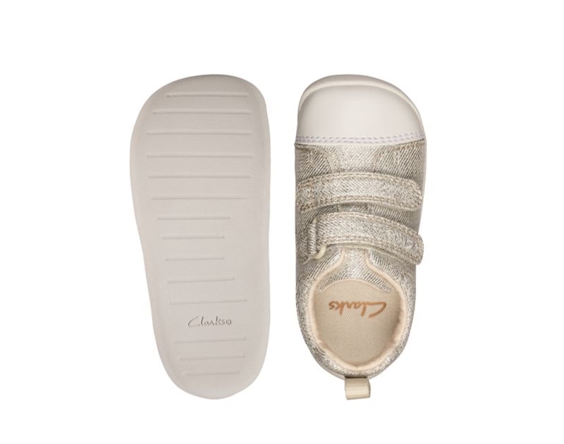 Clarks Roamer Craft Canvas Shoes Silver Girls - India W5M6032-L8