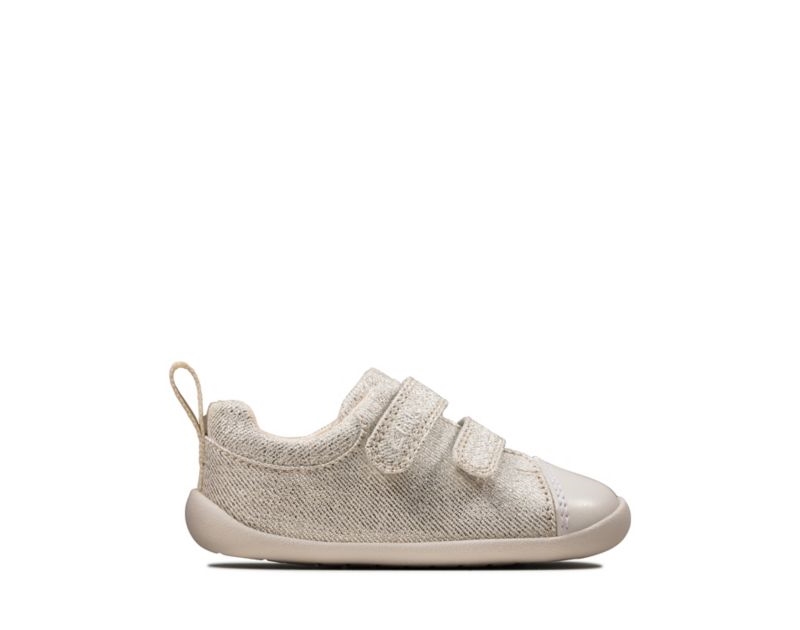 Clarks Roamer Craft Canvas Shoes Silver Girls - India W5M6032-L8
