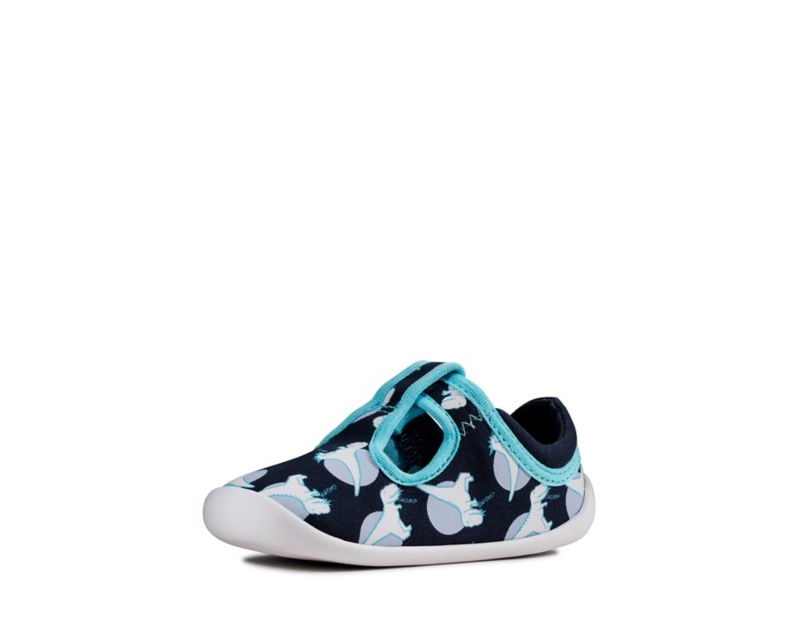 Clarks Roamer Sun Canvas Shoes Navy Girls - India I4A5545-T6