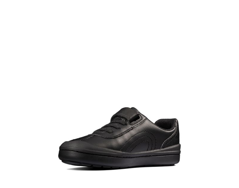 Clarks Rock Pass School Shoes Black Girls - India Z4L8887-Z2