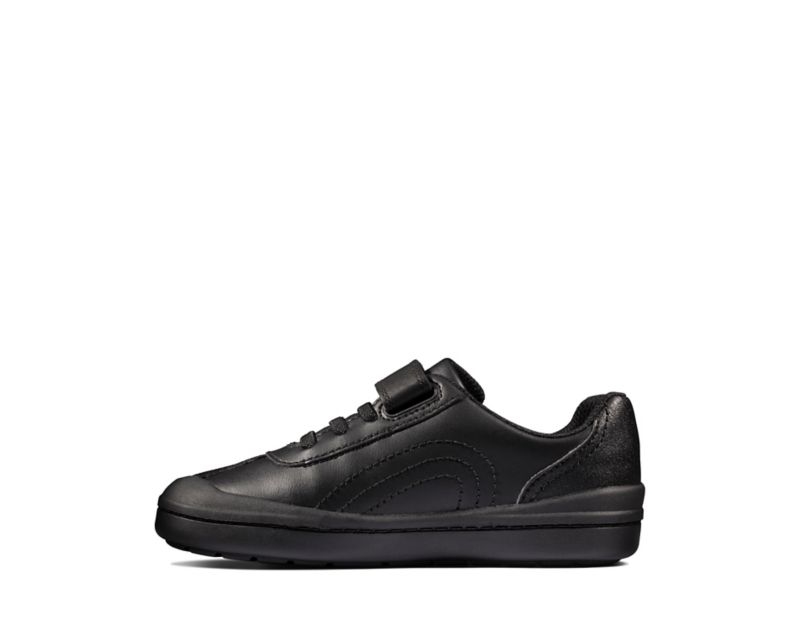 Clarks Rock Pass School Shoes Black Girls - India Z4L8887-Z2