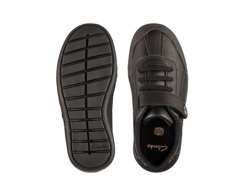Clarks Rock Pass School Shoes Black Girls - India Z4L8887-Z2