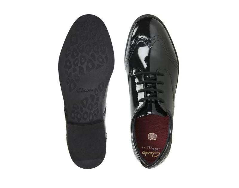 Clarks Sami Walk Brogues School Shoes Black Girls - India K2F8112-J2