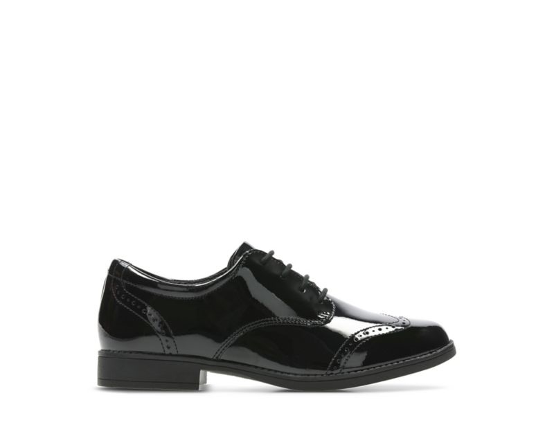 Clarks Sami Walk Brogues School Shoes Black Girls - India K2F8112-J2