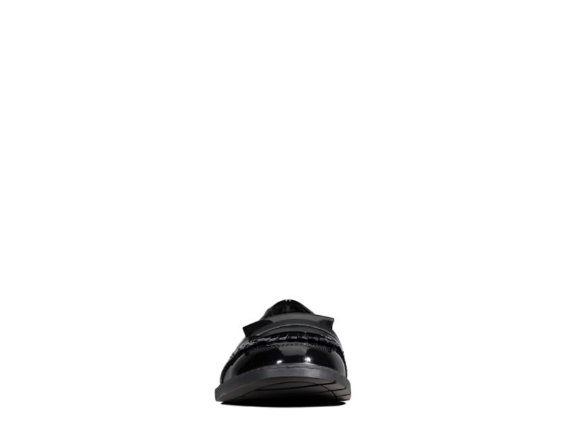 Clarks Scala Bright Ballet Pumps School Shoes Black Girls - India U4N4657-L9