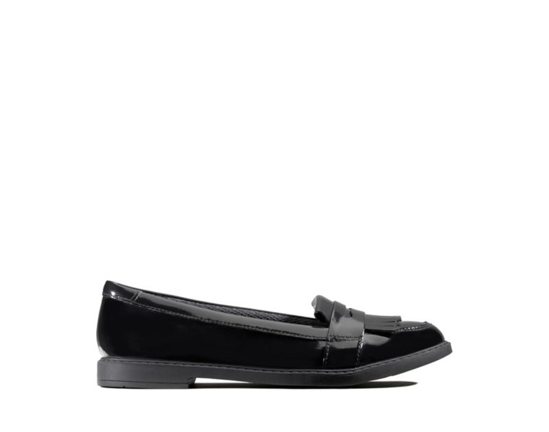 Clarks Scala Bright Ballet Pumps School Shoes Black Girls - India U4N4657-L9