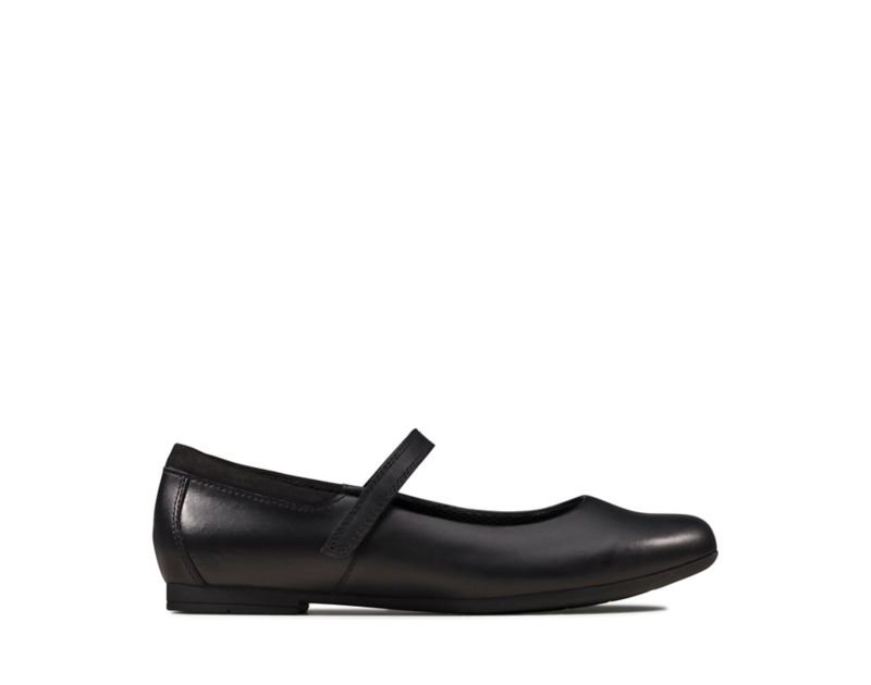 Clarks Scala Dawn School Shoes Black Girls - India I1R3503-T4